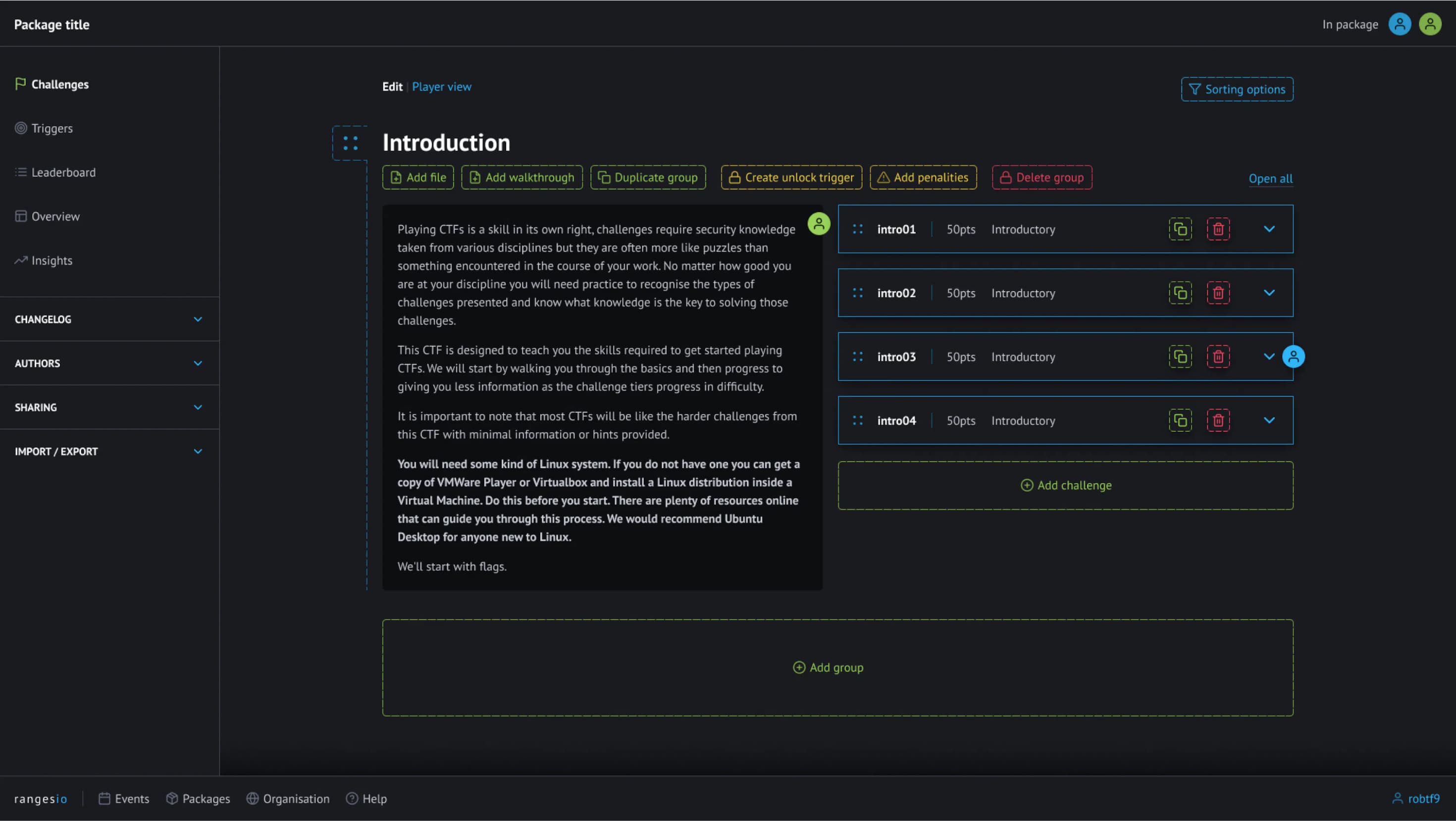 The editor mode, author only interactions are distinguised with dashed borders